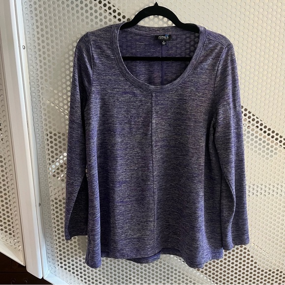 Jones New York Scoop Neck Long-sleeve Knit Top Size Large Heathered Purple GUC - Picture 2 of 9